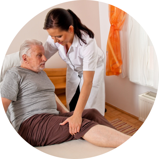 caregiver assisting his patient in walking